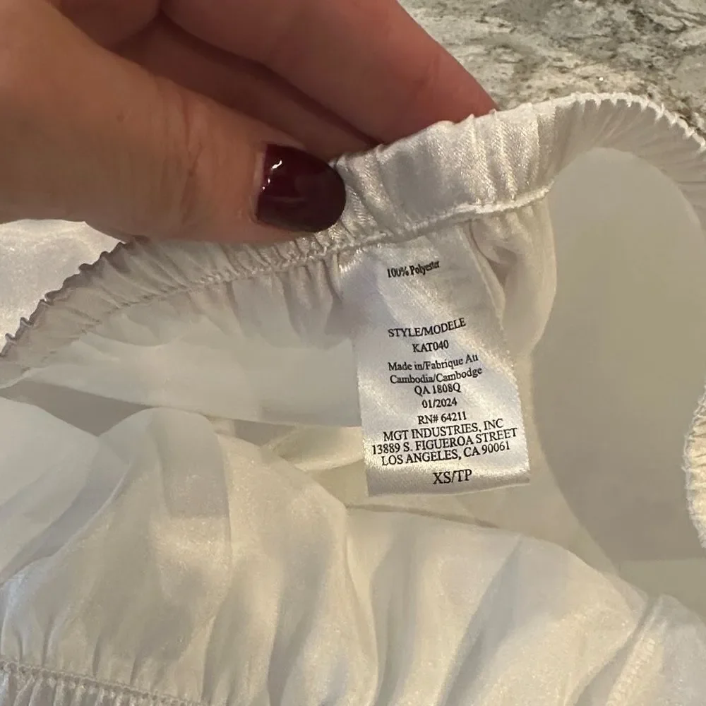 Elegant Satin Sleep Shorts - White Sz XS NWOT